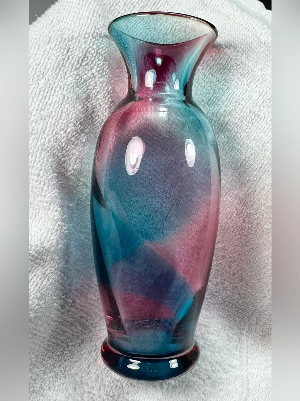 Vintage Lefton (?) Blue Pink Cotton Candy Vase Mid Century Modern 6.5